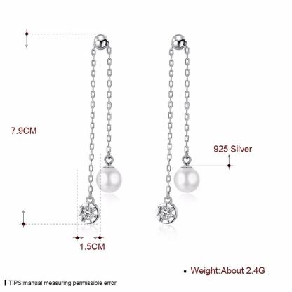 Fashion Tassel Simulated Pearl Accessorise 925 Sterling Silver Lonv Dangle Earrings For Women Party Jewelry - Personalized Jewel