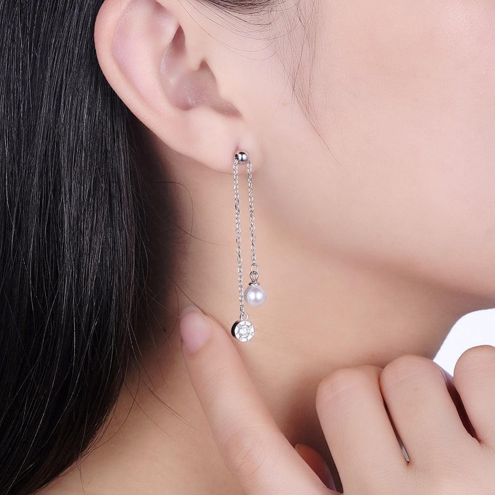 Fashion Tassel Simulated Pearl Accessorise 925 Sterling Silver Lonv Dangle Earrings For Women Party Jewelry - Personalized Jewel