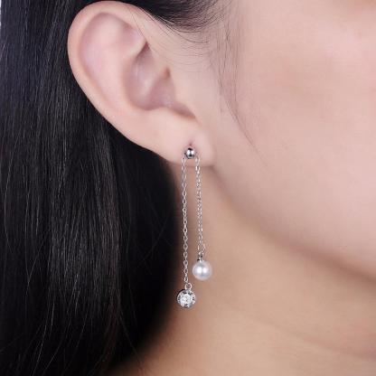Fashion Tassel Simulated Pearl Accessorise 925 Sterling Silver Lonv Dangle Earrings For Women Party Jewelry - Personalized Jewel