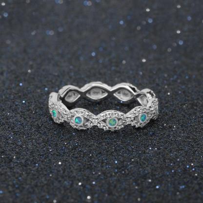 Fashionable Infinity Love Sterling Silver Ring for Women - Blue Opal Stone with Cubic Zirconia Stone - Arranged Ring for Weddings - Personalized Jewel