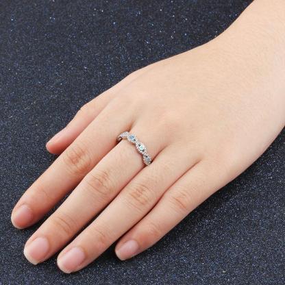 Fashionable Infinity Love Sterling Silver Ring for Women - Blue Opal Stone with Cubic Zirconia Stone - Arranged Ring for Weddings - Personalized Jewel