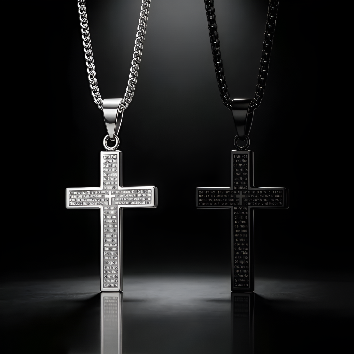 Vintage Cross Pendant Necklace Jesus bless you anniversary gift Steel Stamp Cross Necklace Unisex Fade-Resistant Personalized Hip-Hop Faith Jewelry for Men Women jesus crucifix pendant