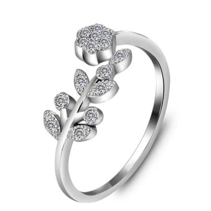 Flower & Leaves Silver Ring Open Cuff Knuckle Rings - Personalized Jewel