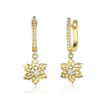 Flower Design Gold Colour Drop Earrings for Women, Perfect Hoop Jewelry for Parties - Personalized Jewel