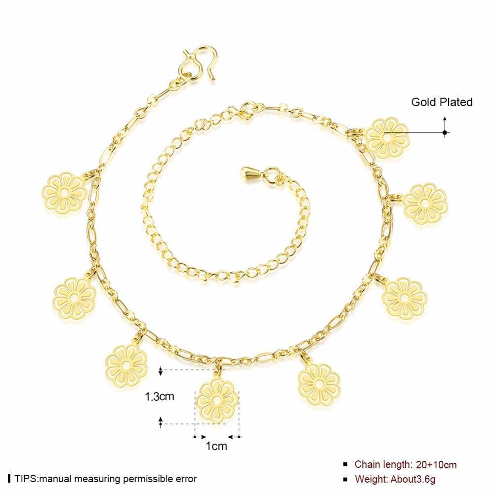Flower Shape Hollow Anklets For Women Gold Color Casual Jewelry Fashion Foot Chain Accessorise - Personalized Jewel