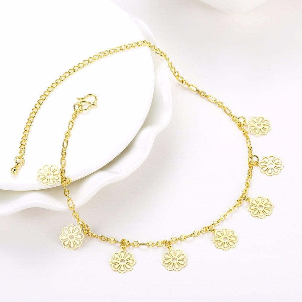 Flower Shape Hollow Anklets For Women Gold Color Casual Jewelry Fashion Foot Chain Accessorise - Personalized Jewel