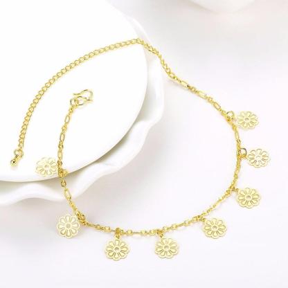 Flower Shape Hollow Anklets For Women Gold Color Casual Jewelry Fashion Foot Chain Accessorise - Personalized Jewel