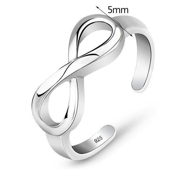 Genuine 925 Sterling Silver Resizable Infinity Ring, Fashion Jewelry Gift for Women - Personalized Jewel