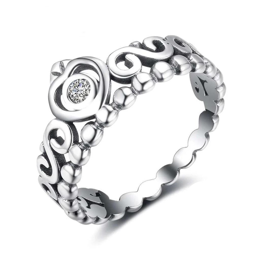 Genuine 925 Sterling Silver Rings for Women – Vintage Crown Finger Ring – Anniversary Jewelry Gifts - Personalized Jewel