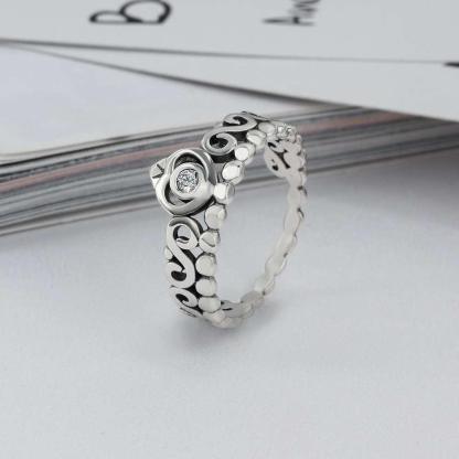 Genuine 925 Sterling Silver Rings for Women – Vintage Crown Finger Ring – Anniversary Jewelry Gifts - Personalized Jewel