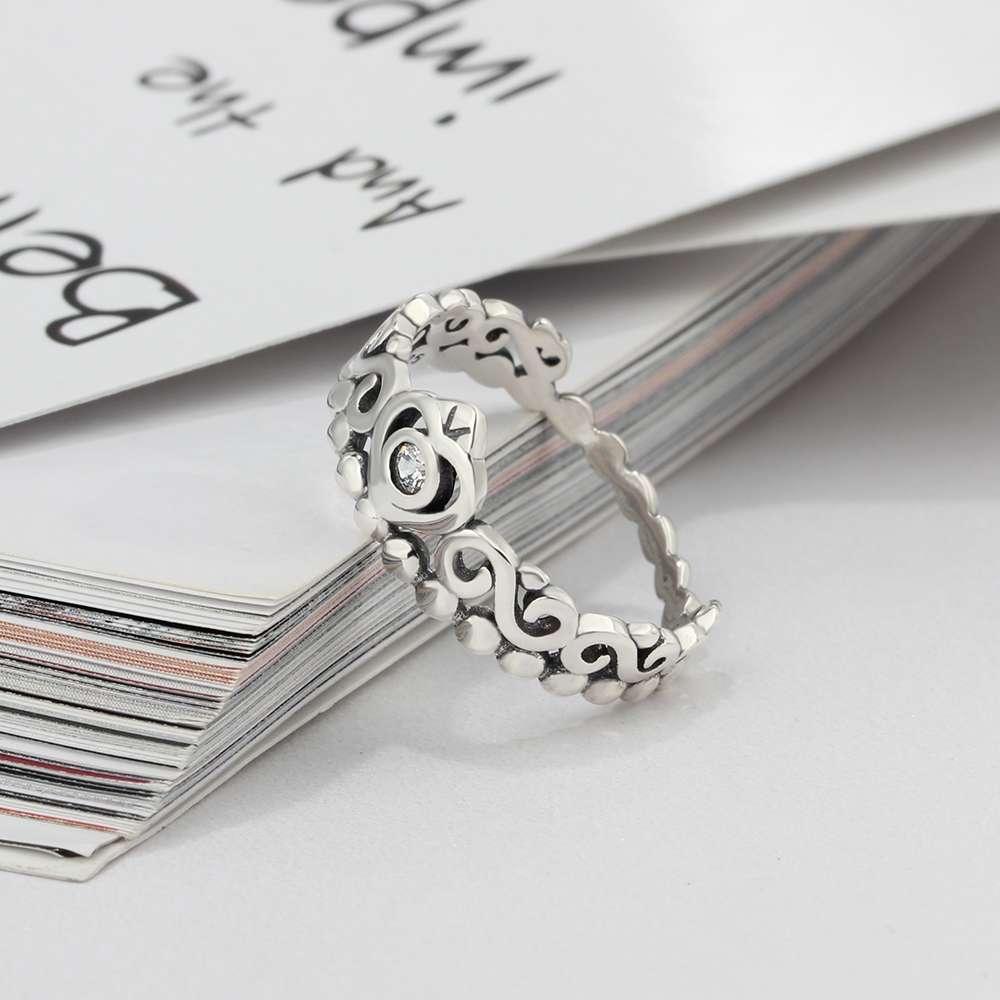 Genuine 925 Sterling Silver Rings for Women – Vintage Crown Finger Ring – Anniversary Jewelry Gifts - Personalized Jewel