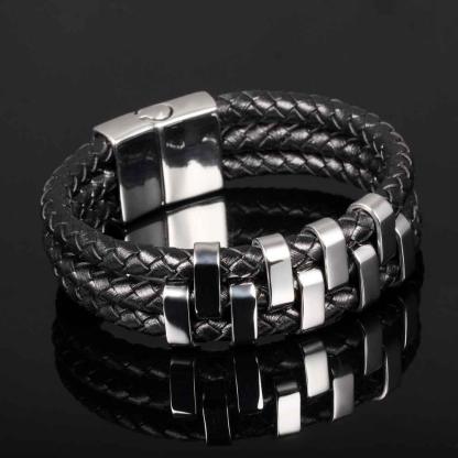 Genuine Cowhide Chain Stainless Steel Bracelets and Bangles for Men - Classic Chain Design Bracelets for Stylish Men - Personalized Jewel