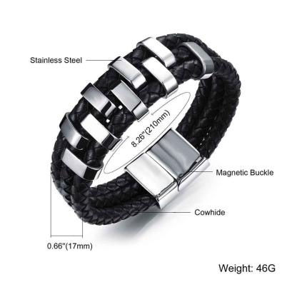 Genuine Cowhide Chain Stainless Steel Bracelets and Bangles for Men - Classic Chain Design Bracelets for Stylish Men - Personalized Jewel