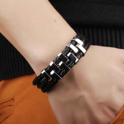 Genuine Cowhide Chain Stainless Steel Bracelets and Bangles for Men - Classic Chain Design Bracelets for Stylish Men - Personalized Jewel