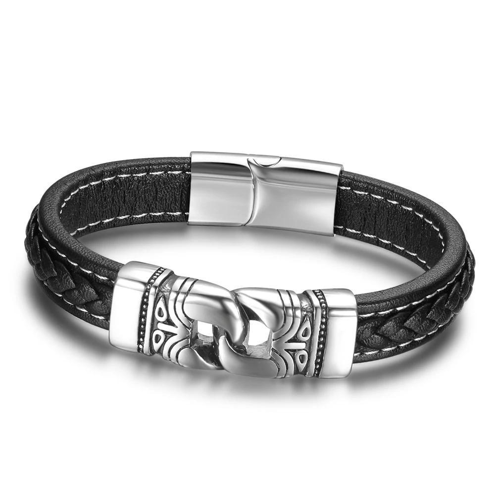 Genuine Leather Bracelets for Men - Leather Bracelet for Men - Stainless Steel Bracelet and Bangle - Father’s Day Gift for Men- Accessories for Men - Personalized Jewel