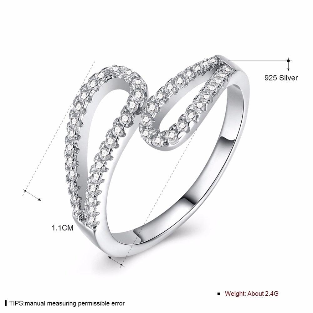 Geometric Design With Rhinestone Hollow 925 Sterling Silver Rings For Womens Fashion Party Jewelry - Personalized Jewel