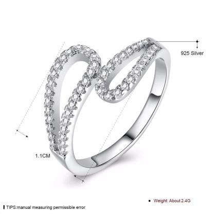 Geometric Design With Rhinestone Hollow 925 Sterling Silver Rings For Womens Fashion Party Jewelry - Personalized Jewel