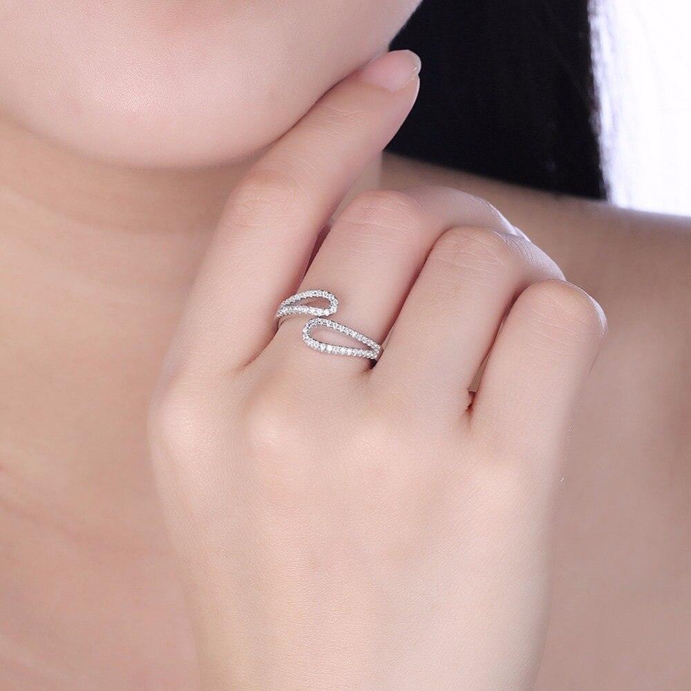 Geometric Design With Rhinestone Hollow 925 Sterling Silver Rings For Womens Fashion Party Jewelry - Personalized Jewel