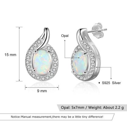 Geometric White Opal Stud Earrings 925 Sterling Silver Earrings Silver 925 Jewelry Fine Gift for Women - Personalized Jewel