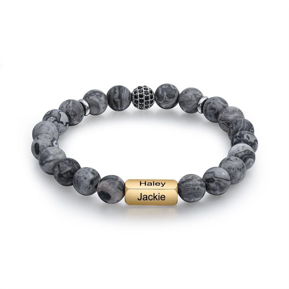 Gold Beaded Chain Bracelet For Men Gold Beaded Customized Fashion Accessory for Men - Personalized Jewel