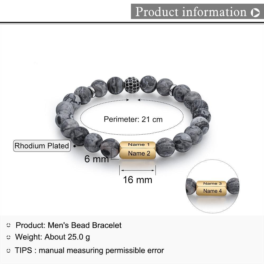 Gold Beaded Chain Bracelet For Men Gold Beaded Customized Fashion Accessory for Men - Personalized Jewel