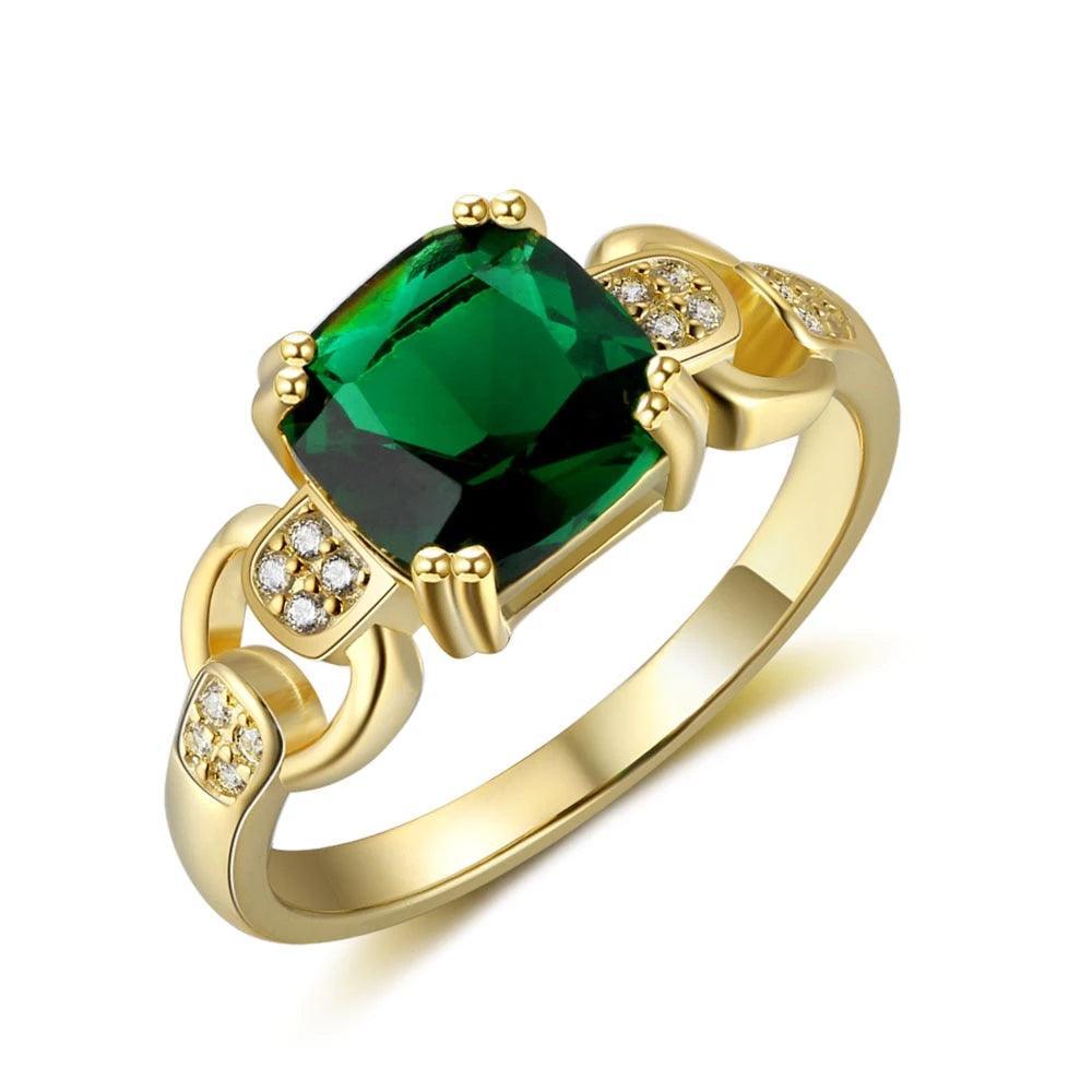 Gold Color Cubic Zirconia Stone Vintage Copper Rings, Customize Birthstone, Jewelry Gift for Women - Personalized Jewel
