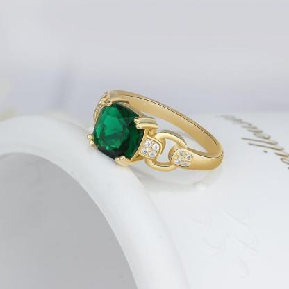 Gold Color Cubic Zirconia Stone Vintage Copper Rings, Customize Birthstone, Jewelry Gift for Women - Personalized Jewel