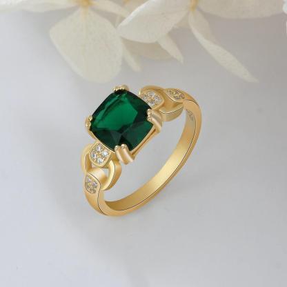 Gold Color Cubic Zirconia Stone Vintage Copper Rings, Customize Birthstone, Jewelry Gift for Women - Personalized Jewel