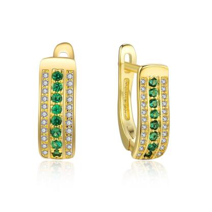 Gold Copper Charm Hoop Earrings with Cubic Zirconia Stones, Trendy Fashion Jewelry for Women - Personalized Jewel