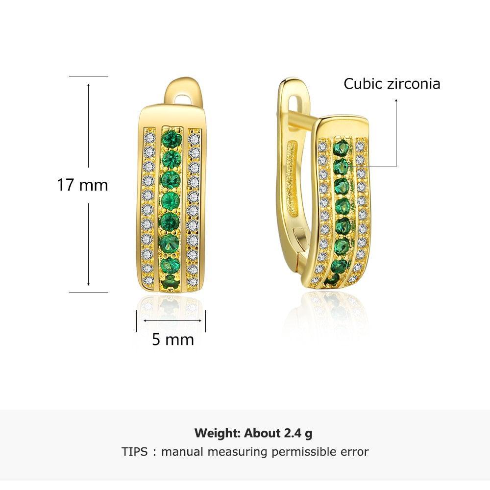 Gold Copper Charm Hoop Earrings with Cubic Zirconia Stones, Trendy Fashion Jewelry for Women - Personalized Jewel
