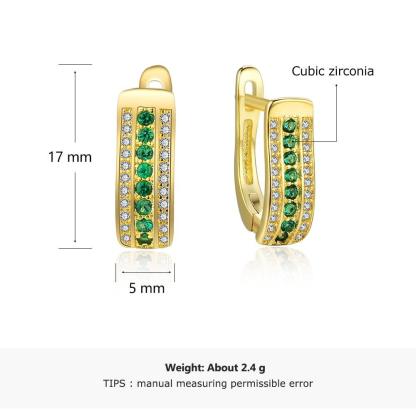 Gold Copper Charm Hoop Earrings with Cubic Zirconia Stones, Trendy Fashion Jewelry for Women - Personalized Jewel