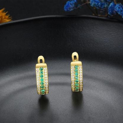 Gold Copper Charm Hoop Earrings with Cubic Zirconia Stones, Trendy Fashion Jewelry for Women - Personalized Jewel