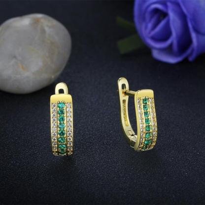 Gold Copper Charm Hoop Earrings with Cubic Zirconia Stones, Trendy Fashion Jewelry for Women - Personalized Jewel