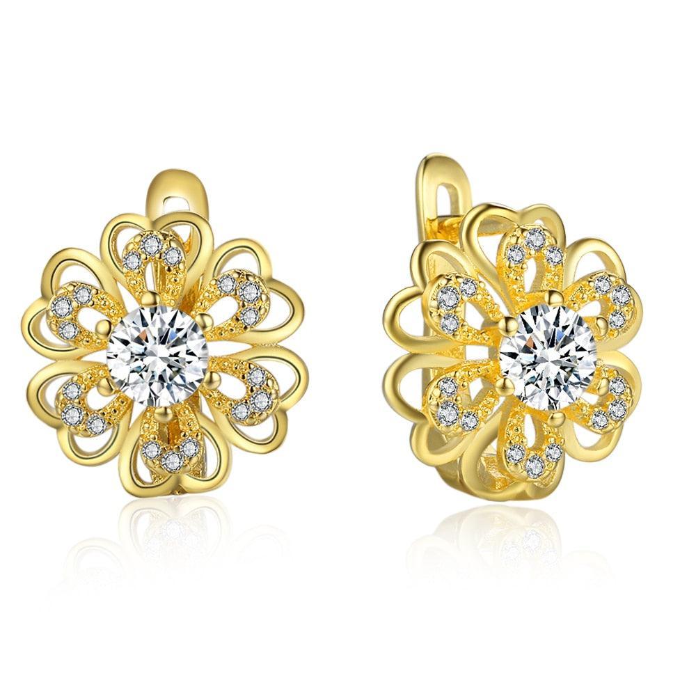 Gold Flower Hoop Earrings- Simple Earrings for Women - Personalized Jewel