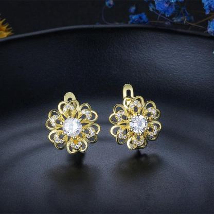 Gold Flower Hoop Earrings- Simple Earrings for Women - Personalized Jewel
