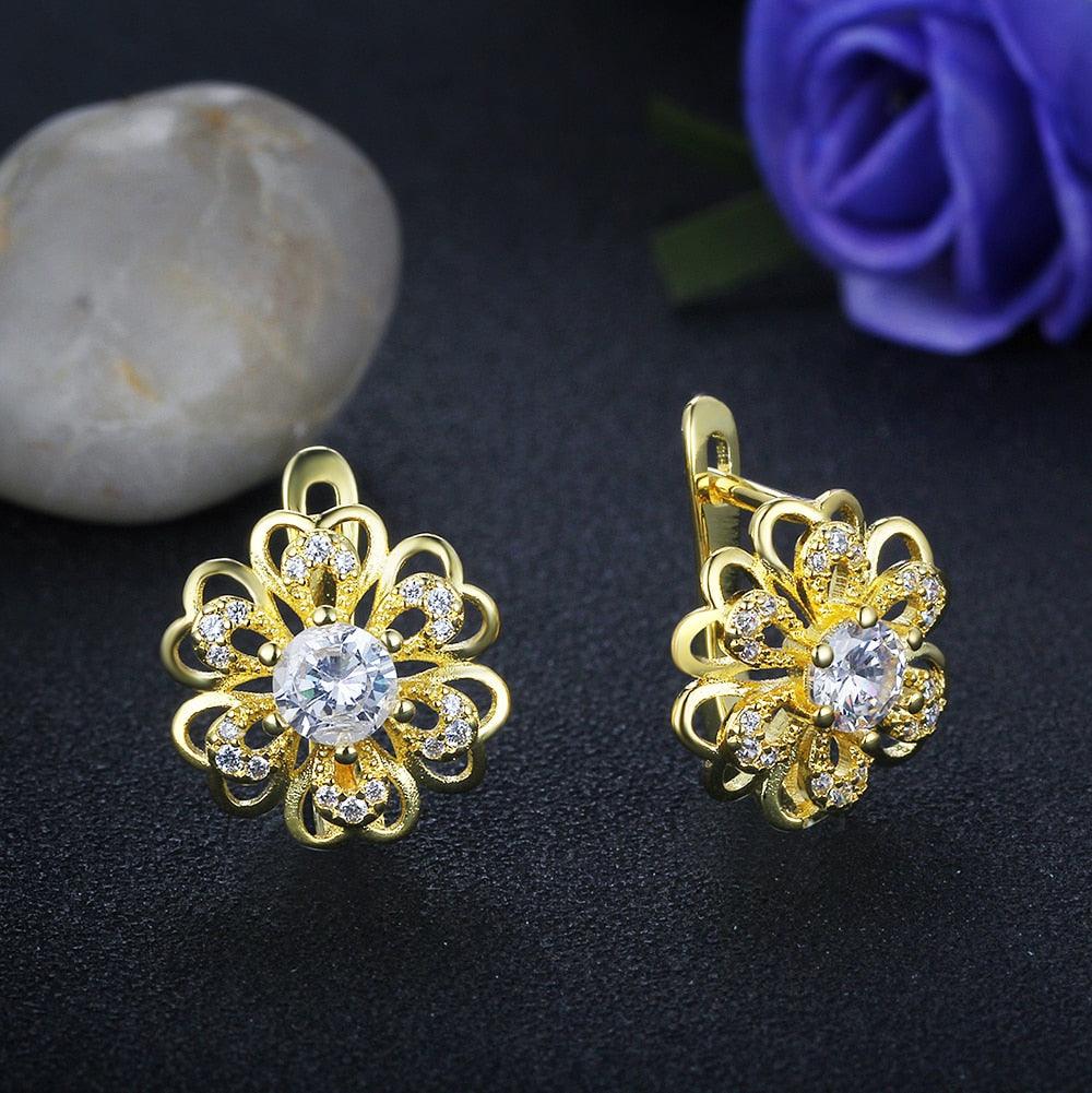 Gold Flower Hoop Earrings- Simple Earrings for Women - Personalized Jewel