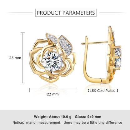 Gold Hoop Earrings for Women- Flower Jewelry for Women- Cubic Zirconia Stud Earrings for Women- Party Jewelry for Women - Personalized Jewel