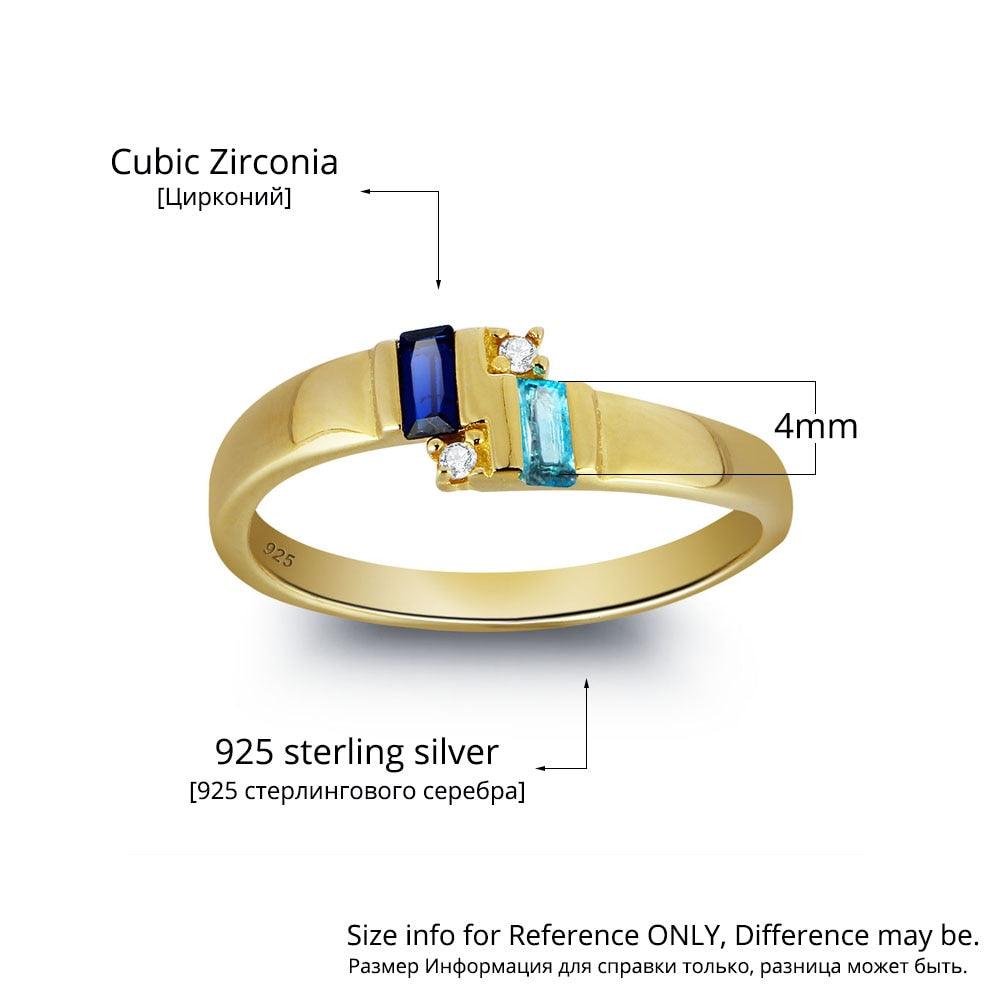 Gold Off-Line Promise Stone - Sterling Silver Ring - Personalized Jewel
