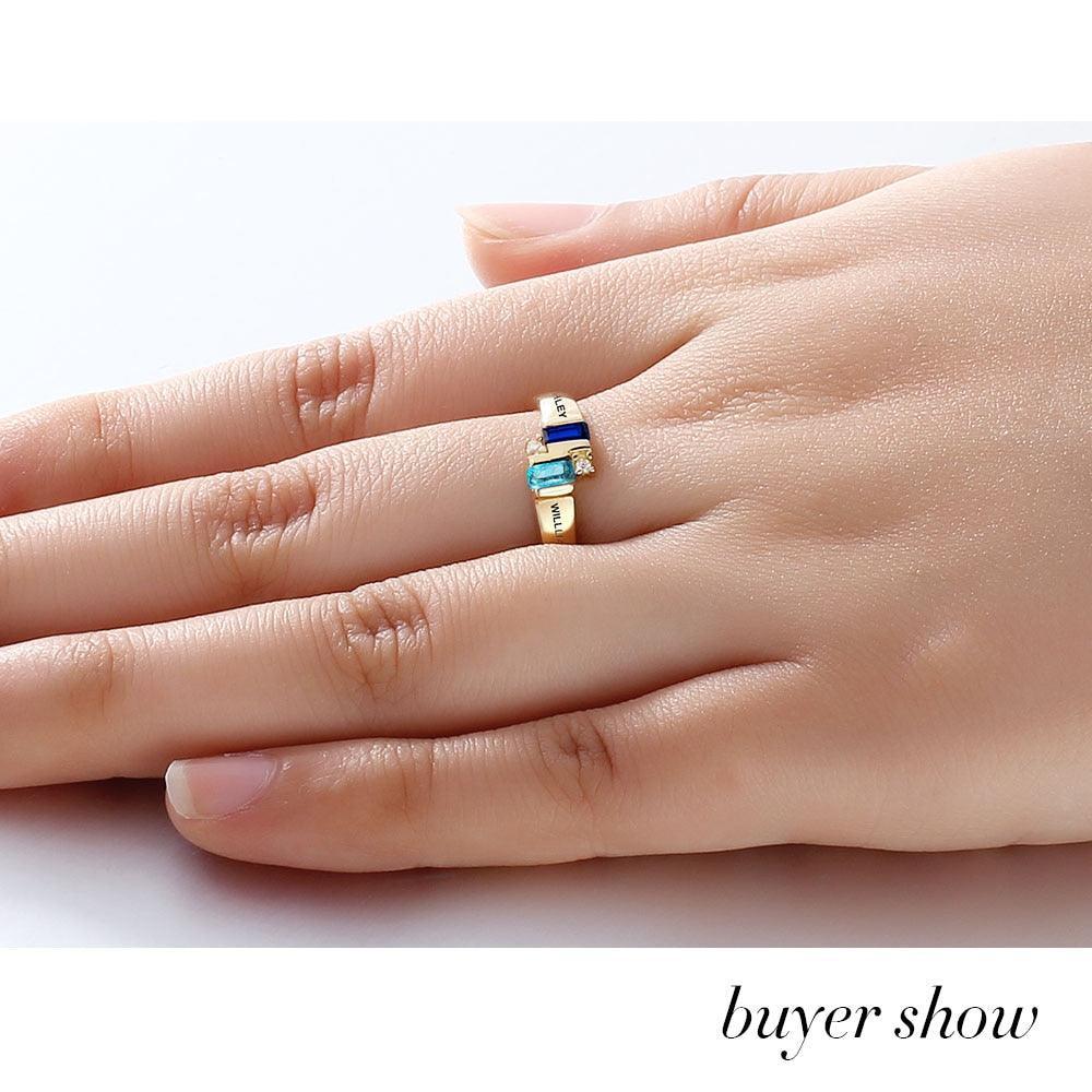 Gold Off-Line Promise Stone - Sterling Silver Ring - Personalized Jewel