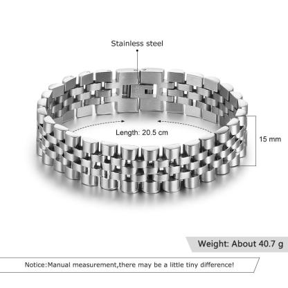 Gold Stainless Steel Bracelet Luxurious Mens Wristband- Black Gun Plated Chain - Personalized Jewel