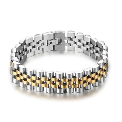 Gold Stainless Steel Bracelet Luxurious Mens Wristband- Black Gun Plated Chain - Personalized Jewel