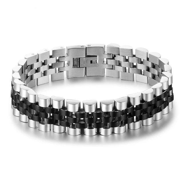 Gold Stainless Steel Bracelet Luxurious Mens Wristband- Black Gun Plated Chain - Personalized Jewel