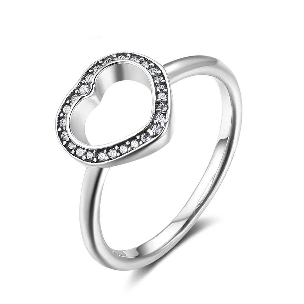 Halo Heart Shape Rings - Sterling Silver Wedding Rings Women - Cubic Zirconia Heart Rings for Women - Fashion Promising Trendy Jewelry Gifts for Women, Teens - Best for BFF, Family, Siblings - Personalized Jewel
