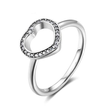 Halo Heart Shape Rings - Sterling Silver Wedding Rings Women - Cubic Zirconia Heart Rings for Women - Fashion Promising Trendy Jewelry Gifts for Women, Teens - Best for BFF, Family, Siblings - Personalized Jewel