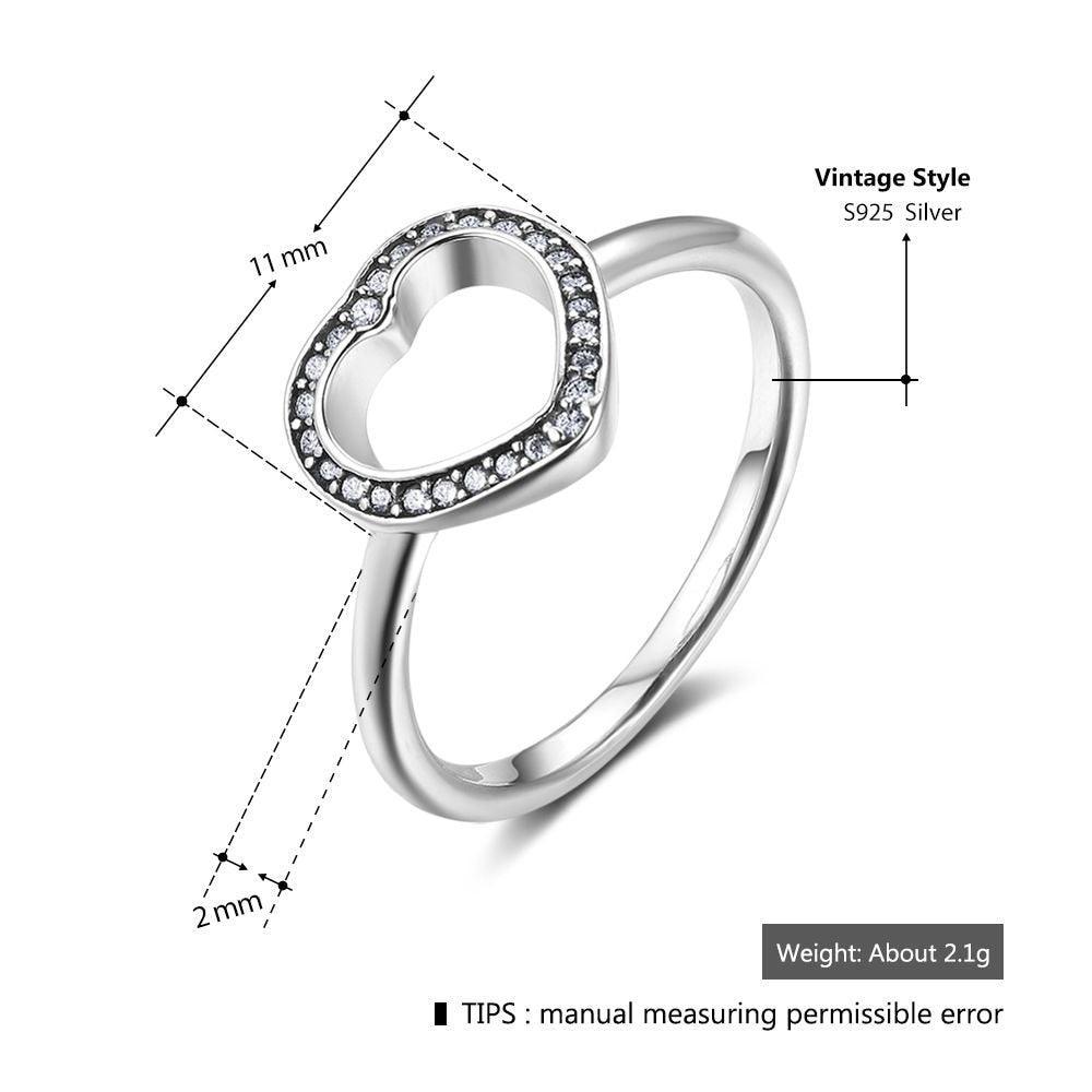 Halo Heart Shape Rings - Sterling Silver Wedding Rings Women - Cubic Zirconia Heart Rings for Women - Fashion Promising Trendy Jewelry Gifts for Women, Teens - Best for BFF, Family, Siblings - Personalized Jewel