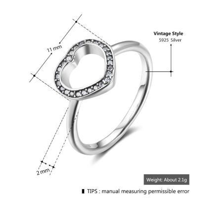 Halo Heart Shape Rings - Sterling Silver Wedding Rings Women - Cubic Zirconia Heart Rings for Women - Fashion Promising Trendy Jewelry Gifts for Women, Teens - Best for BFF, Family, Siblings - Personalized Jewel