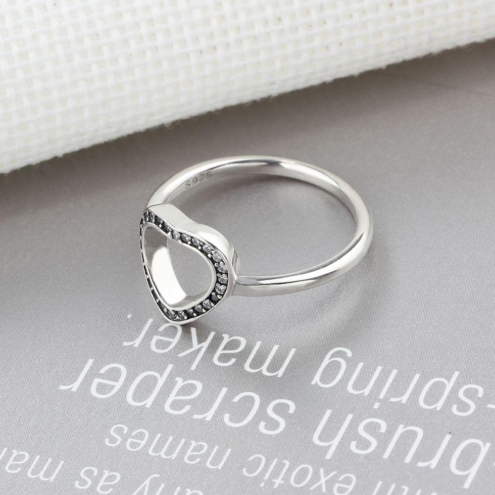 Halo Heart Shape Rings - Sterling Silver Wedding Rings Women - Cubic Zirconia Heart Rings for Women - Fashion Promising Trendy Jewelry Gifts for Women, Teens - Best for BFF, Family, Siblings - Personalized Jewel