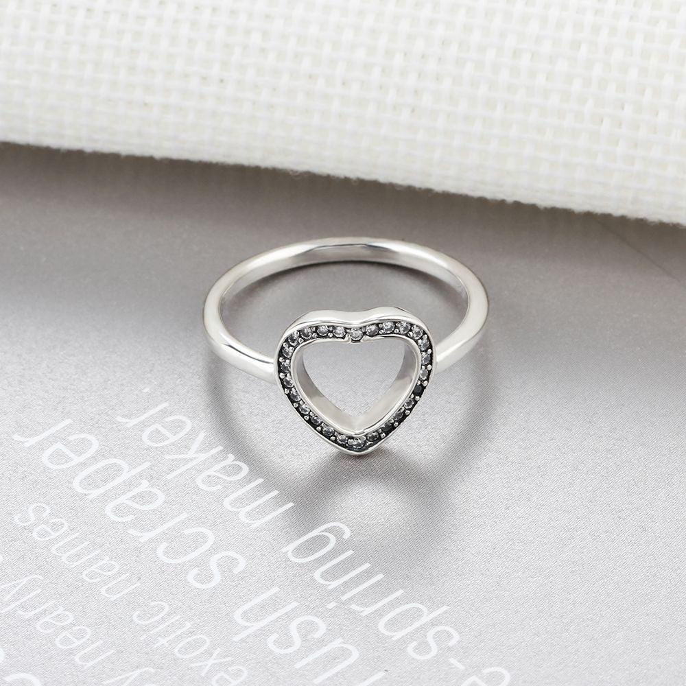 Halo Heart Shape Rings - Sterling Silver Wedding Rings Women - Cubic Zirconia Heart Rings for Women - Fashion Promising Trendy Jewelry Gifts for Women, Teens - Best for BFF, Family, Siblings - Personalized Jewel