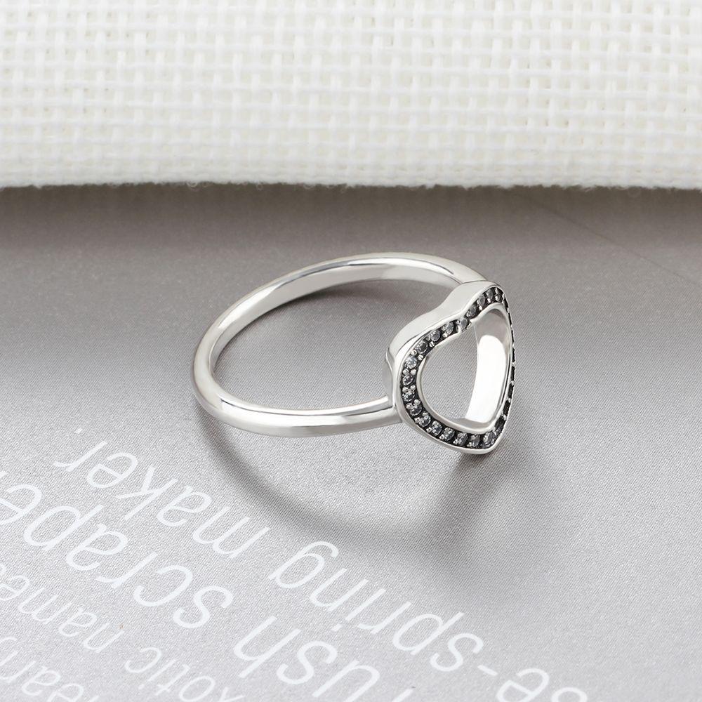 Halo Heart Shape Rings - Sterling Silver Wedding Rings Women - Cubic Zirconia Heart Rings for Women - Fashion Promising Trendy Jewelry Gifts for Women, Teens - Best for BFF, Family, Siblings - Personalized Jewel