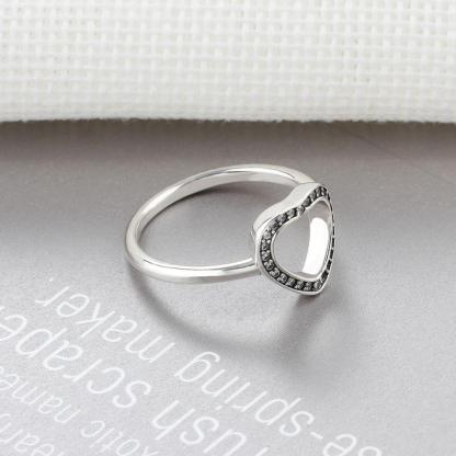 Halo Heart Shape Rings - Sterling Silver Wedding Rings Women - Cubic Zirconia Heart Rings for Women - Fashion Promising Trendy Jewelry Gifts for Women, Teens - Best for BFF, Family, Siblings - Personalized Jewel